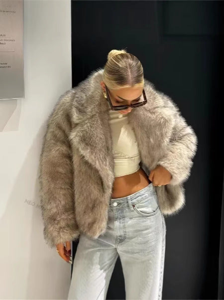 Haut en fausse fourrure pour femme, automne-hiver