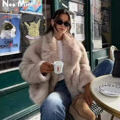 Haut en fausse fourrure pour femme, automne-hiver