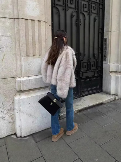 Haut en fausse fourrure pour femme, automne-hiver