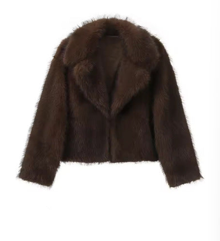 Haut en fausse fourrure pour femme, automne-hiver